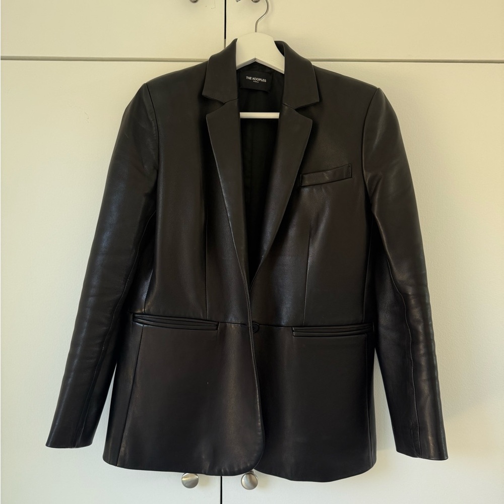 The Kooples Black Leather Women's Blazer